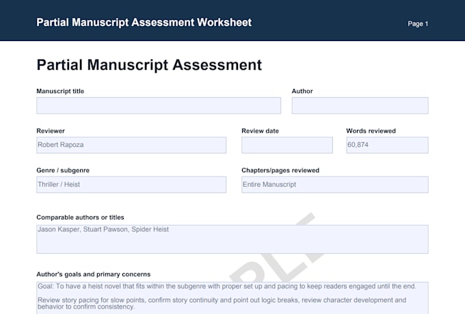 professionally assess your thriller manuscript